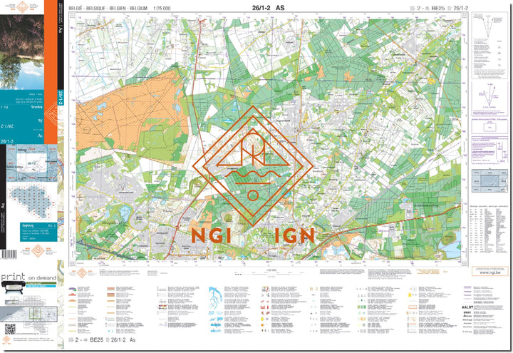Carte topographique n° 26/1-2 - As (Belgique) | NGI topo 25 carte de randonnée IGN Belgique 