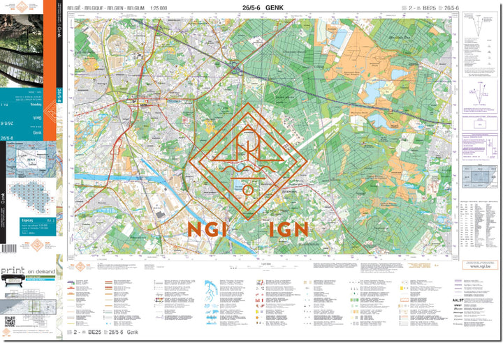 Carte topographique n° 26/5-6 - Genk (Belgique) | NGI topo 25 carte de randonnée IGN Belgique 
