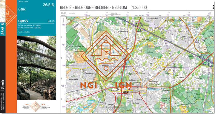 Carte topographique n° 26/5-6 - Genk (Belgique) | NGI topo 25 carte de randonnée IGN Belgique 