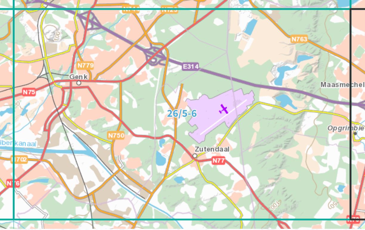 Carte topographique n° 26/5-6 - Genk (Belgique) | NGI topo 25 carte de randonnée IGN Belgique 
