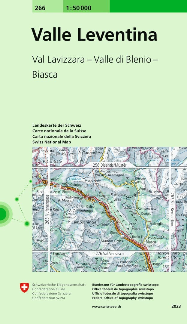 Topographic Map No 266 Valle Leventina Switzerland Swisstopo 