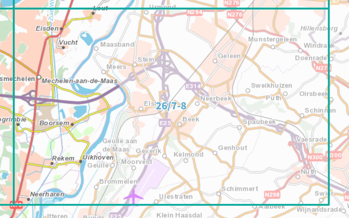 Carte topographique n° 26/7-8 - Maasmechelen (Belgique) | NGI topo 25 carte de randonnée IGN Belgique 
