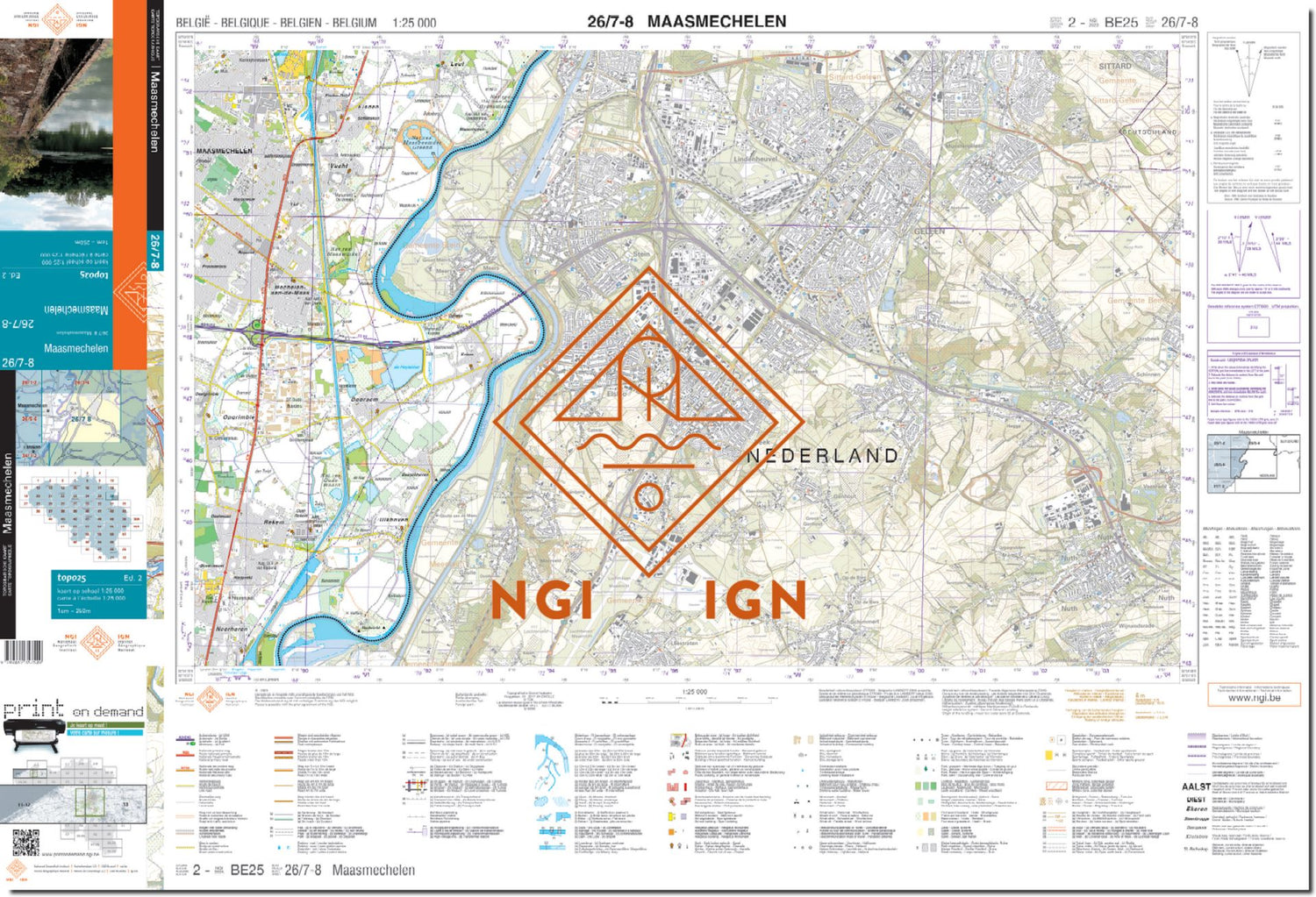 Ngi Map Topographic map No. 26/7 - 8 - Maasmechelen (Belgium) | IGN Belgium To ...