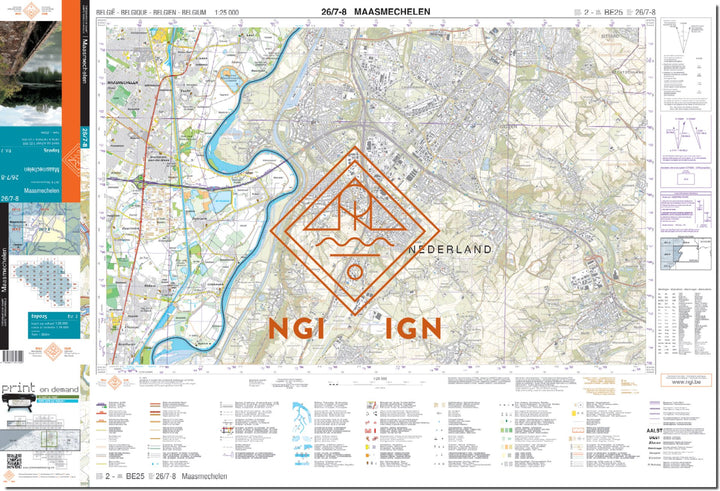 Carte topographique n° 26/7-8 - Maasmechelen (Belgique) | NGI topo 25 carte de randonnée IGN Belgique 
