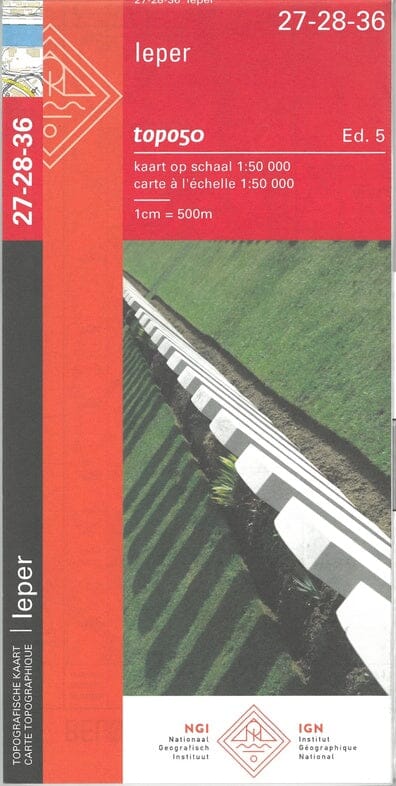 Carte topographique n° 27-28-36 - Leper (Belgique) | NGI - 1/50 000 carte de randonnée IGN Belgique