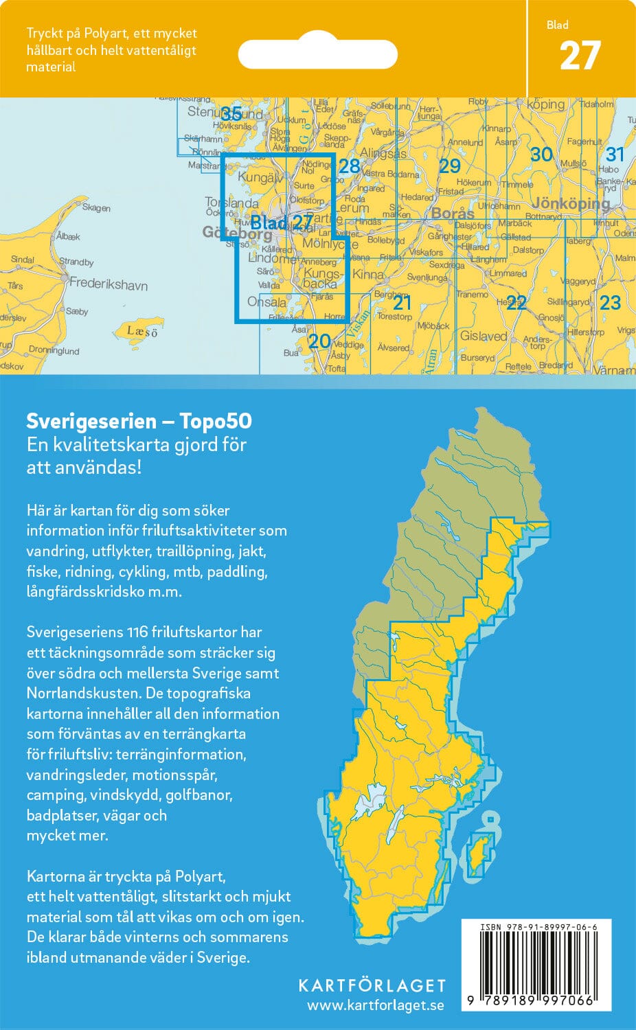 Carte topographique n° 27 - Göteborg (Suède) | Norstedts - Sverigeserien carte de randonnée Norstedts