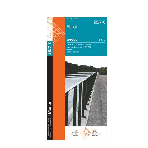 Carte topographique n° 28/7-8 - Menen (Belgique) | NGI topo 25 carte de randonnée IGN Belgique 