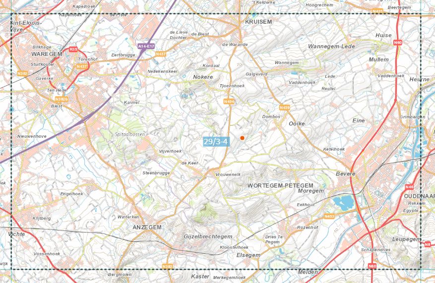 Carte topographique n° 29/3-4 - Oudenaarde (Belgique) | NGI topo 25 carte de randonnée IGN Belgique 