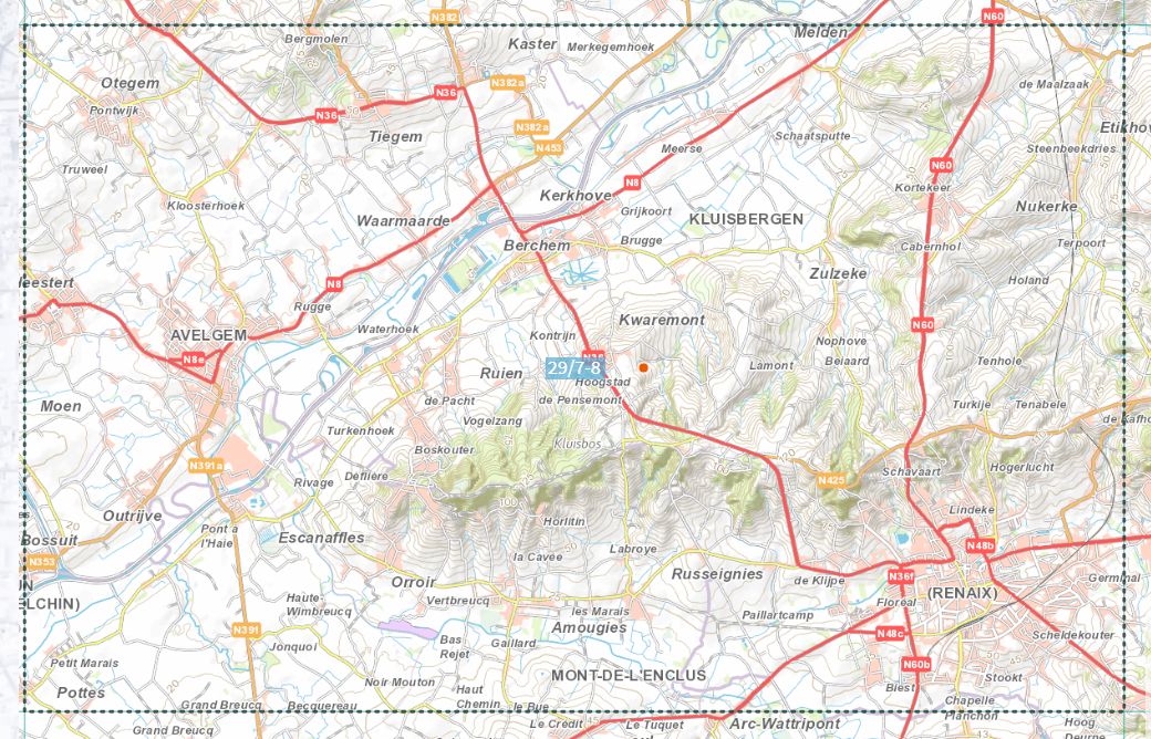 Carte topographique n° 29/7-8 - Ronse (Belgique) | NGI topo 25 carte de randonnée IGN Belgique 