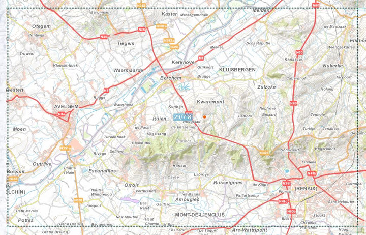Carte topographique n° 29/7-8 - Ronse (Belgique) | NGI topo 25 carte de randonnée IGN Belgique 