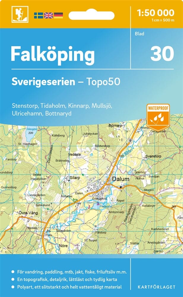 Carte topographique n° 30 - Falköping (Suède) | Norstedts - Sverigeserien carte de randonnée Norstedts