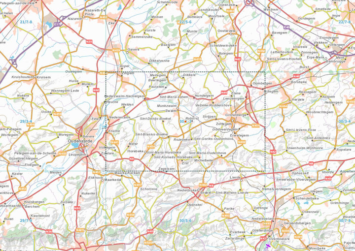 Carte topographique n° 30/1-2 - Zottegem (Belgique) | NGI topo 25 carte de randonnée IGN Belgique 