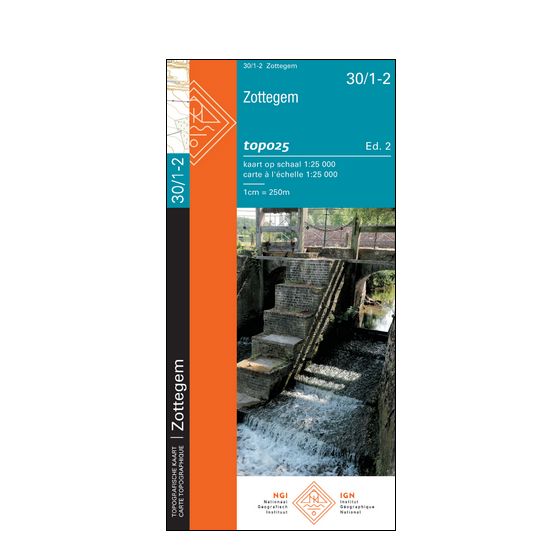 Carte topographique n° 30/1-2 - Zottegem (Belgique) | NGI topo 25 carte de randonnée IGN Belgique 