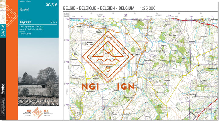 Carte topographique n° 30/5-6 - Brakel (Belgique) | NGI topo 25 carte de randonnée IGN Belgique 