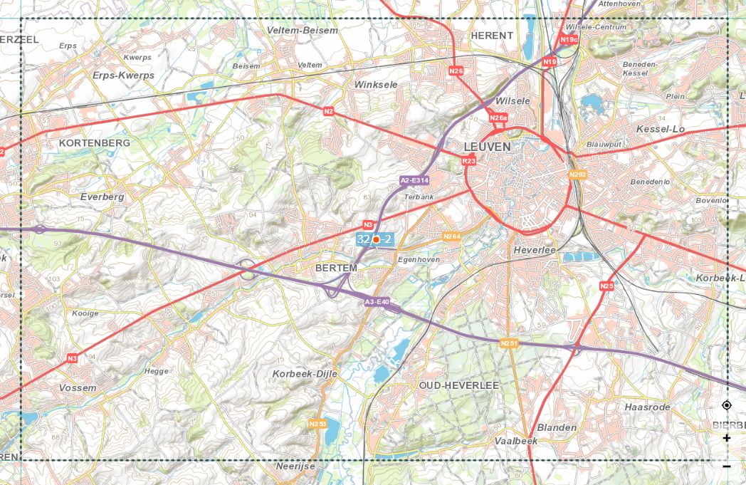Carte topographique n° 32/1-2 - Leuven (Belgique) | NGI topo 25 carte de randonnée IGN Belgique 