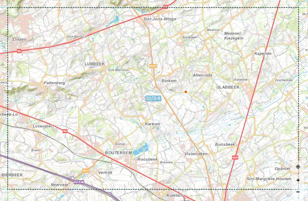 Carte topographique n° 32/3-4 - Lubbeek (Belgique) | NGI topo 25 carte de randonnée IGN Belgique 
