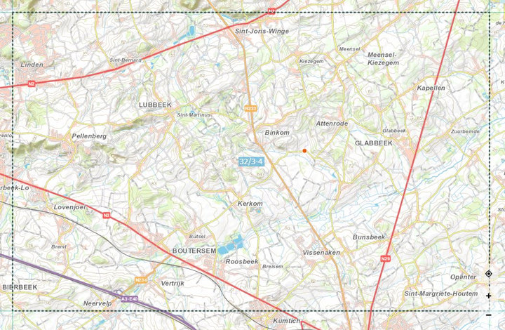 Carte topographique n° 32/3-4 - Lubbeek (Belgique) | NGI topo 25 carte de randonnée IGN Belgique 