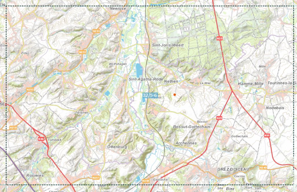 Carte topographique n° 32/5-6 - Huldenberg (Belgique) | NGI topo 25 carte de randonnée IGN Belgique 