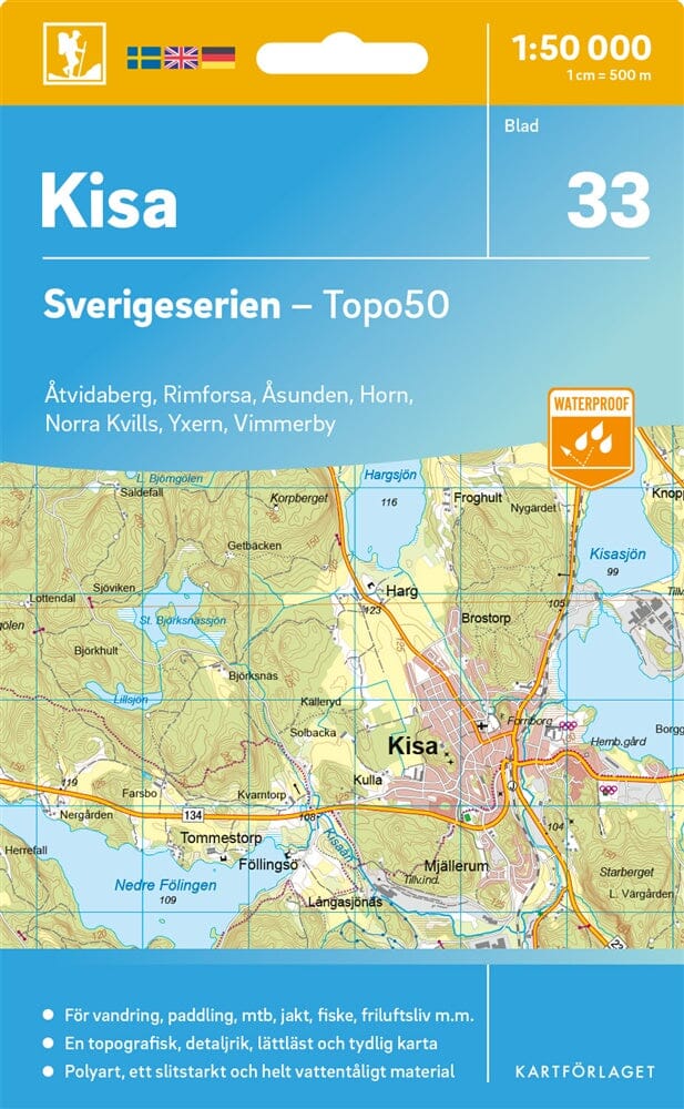 Carte topographique n° 33 - Kisa (Suède) | Norstedts - Sverigeserien carte de randonnée Norstedts