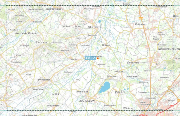 Carte topographique n° 33/1-2 - Zoutleeuw (Belgique) | NGI topo 25 carte pliée IGN Belgique 