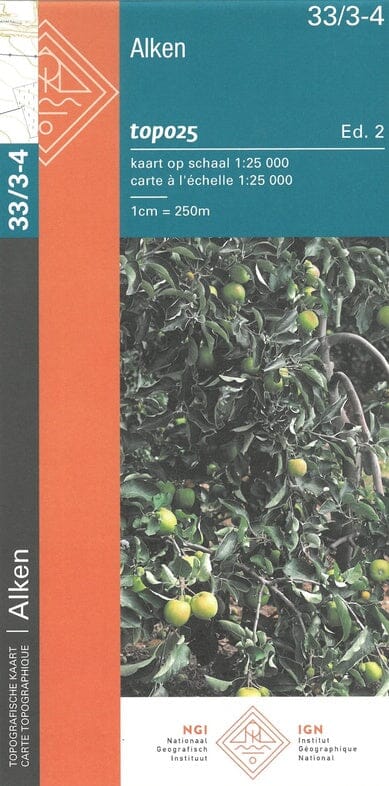 Carte topographique n° 33/3-4 - Alken (Belgique) | NGI topo 25 carte de randonnée IGN Belgique