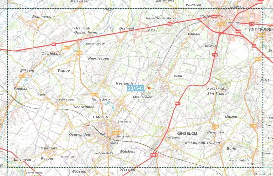 Carte topographique n° 33/5-6 - Saint-Trond (Belgique) | NGI topo 25 carte pliée IGN Belgique 