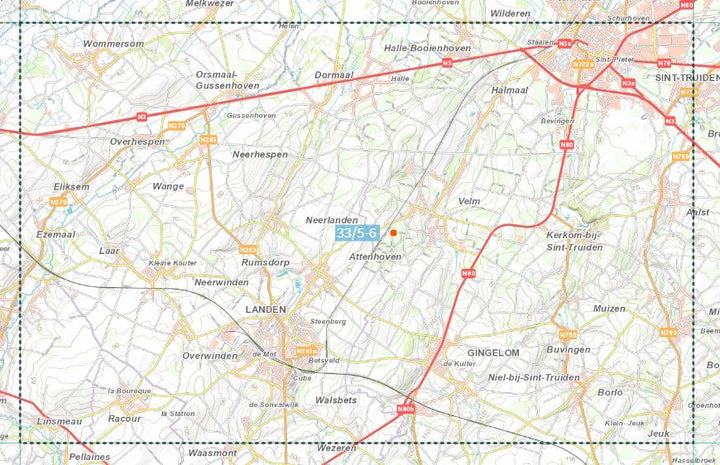 Carte topographique n° 33/5-6 - Saint-Trond (Belgique) | NGI topo 25 carte pliée IGN Belgique 