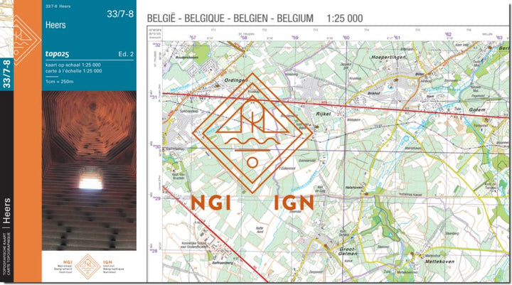 Carte topographique n° 33/7-8 - Borgloon (Belgique) | NGI topo 25 carte pliée IGN Belgique 