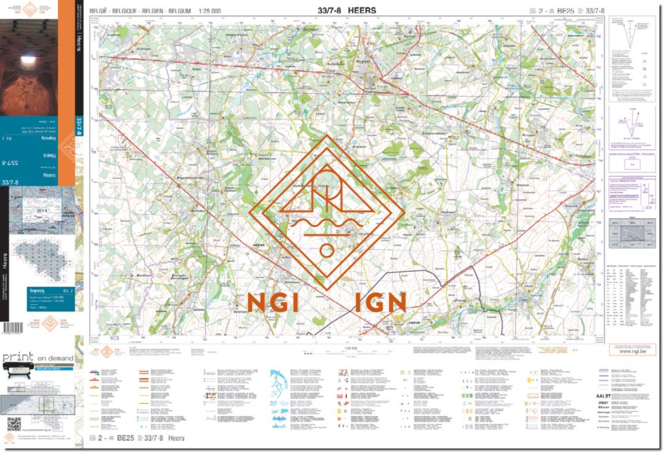 Carte topographique n° 33/7-8 - Borgloon (Belgique) | NGI topo 25 carte de randonnée IGN Belgique