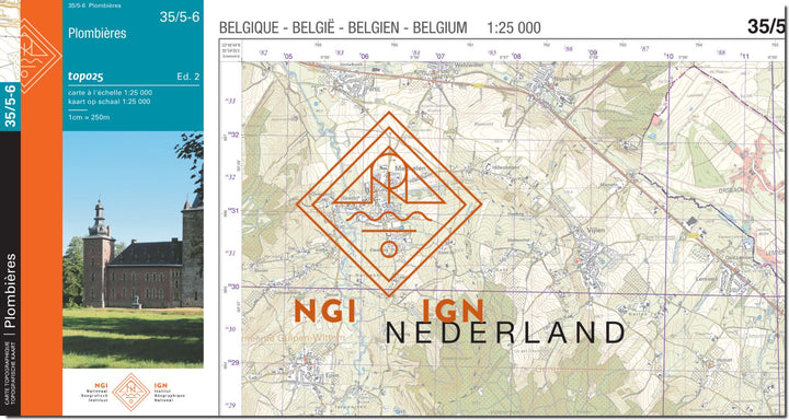 Carte topographique n° 35/5-6 - Plombières (Belgique) | NGI topo 25 carte de randonnée IGN Belgique 