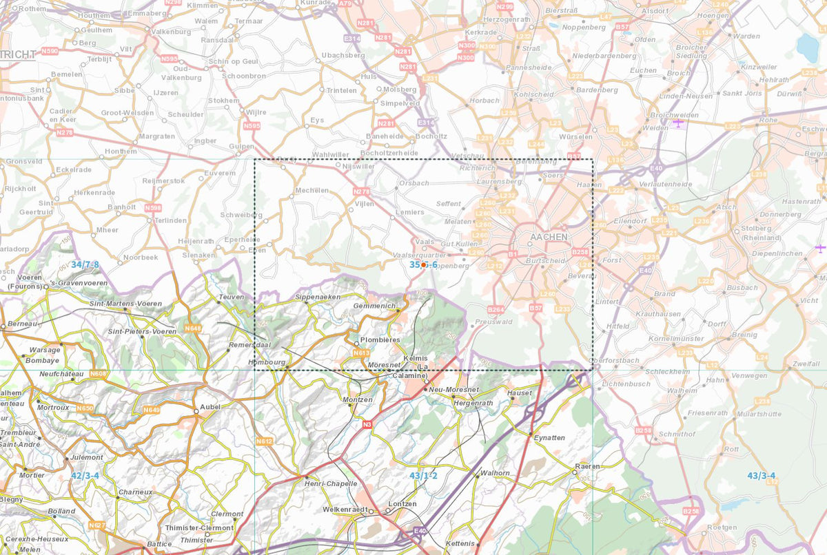 Carte topographique n° 35/5-6 - Plombières (Belgique) | NGI topo 25 carte de randonnée IGN Belgique 