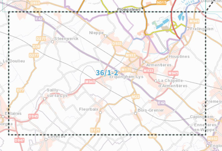 Carte topographique n° 36/1-2 - Le Bizet (Belgique) | NGI topo 25 carte de randonnée IGN Belgique 