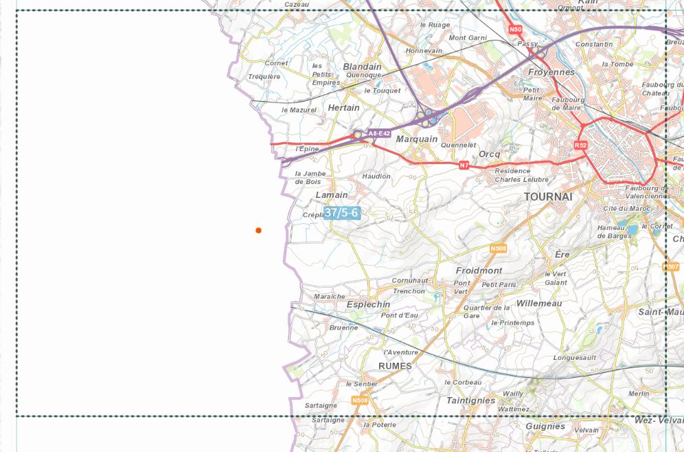 Carte topographique n° 37/5-6 - Tournai (Belgique) | NGI topo 25 carte de randonnée IGN Belgique 