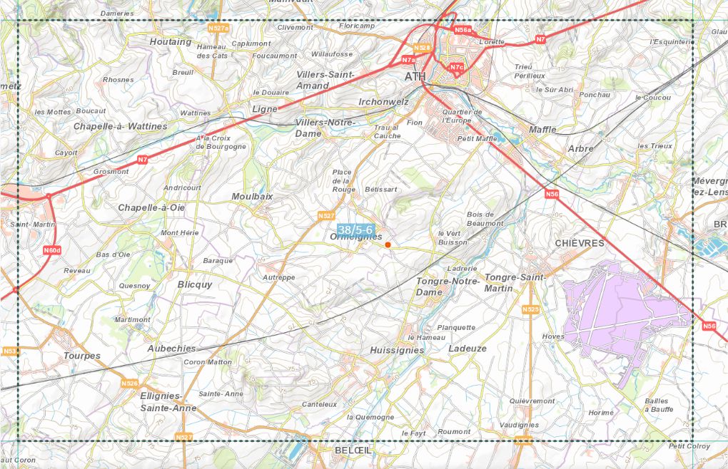 Carte topographique n° 38/5-6 - Ath (Belgique) | NGI topo 25 carte de randonnée IGN Belgique 