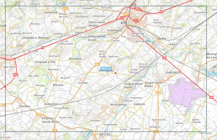 Carte topographique n° 38/5-6 - Ath (Belgique) | NGI topo 25 carte de randonnée IGN Belgique 
