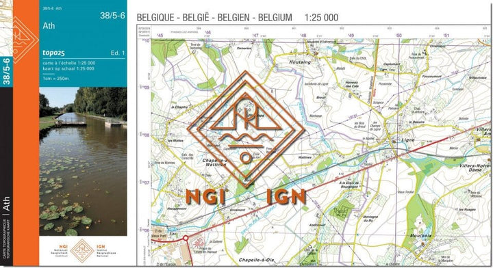 Carte topographique n° 38/5-6 - Ath (Belgique) | NGI topo 25 carte de randonnée IGN Belgique 