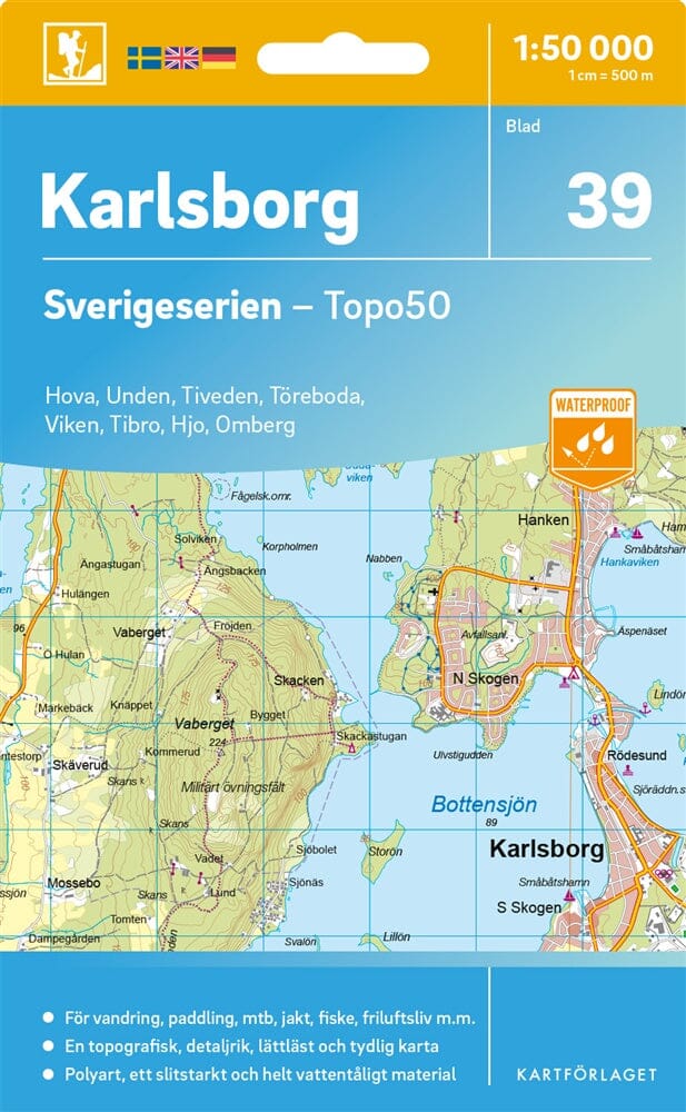 Carte topographique n° 39 - Karlsborg (Suède) | Norstedts - Sverigeserien carte de randonnée Norstedts