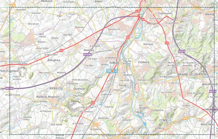 Carte topographique n° 39/1-2 - Tubize (Belgique) | NGI topo 25 carte de randonnée IGN Belgique 