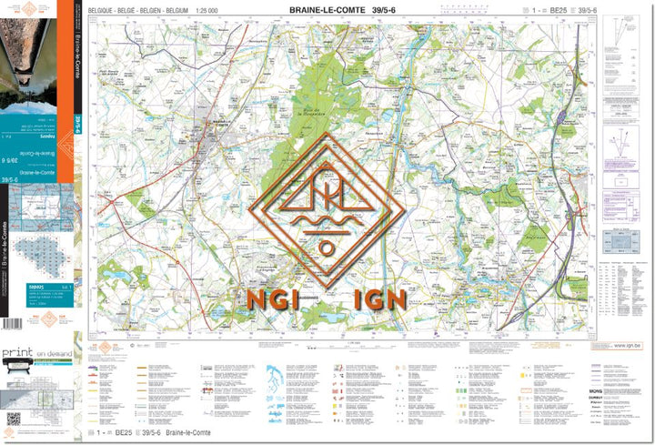 Carte topographique n° 39/5-6 - Braine-le-Comte (Belgique) | NGI topo 25 carte de randonnée IGN Belgique 