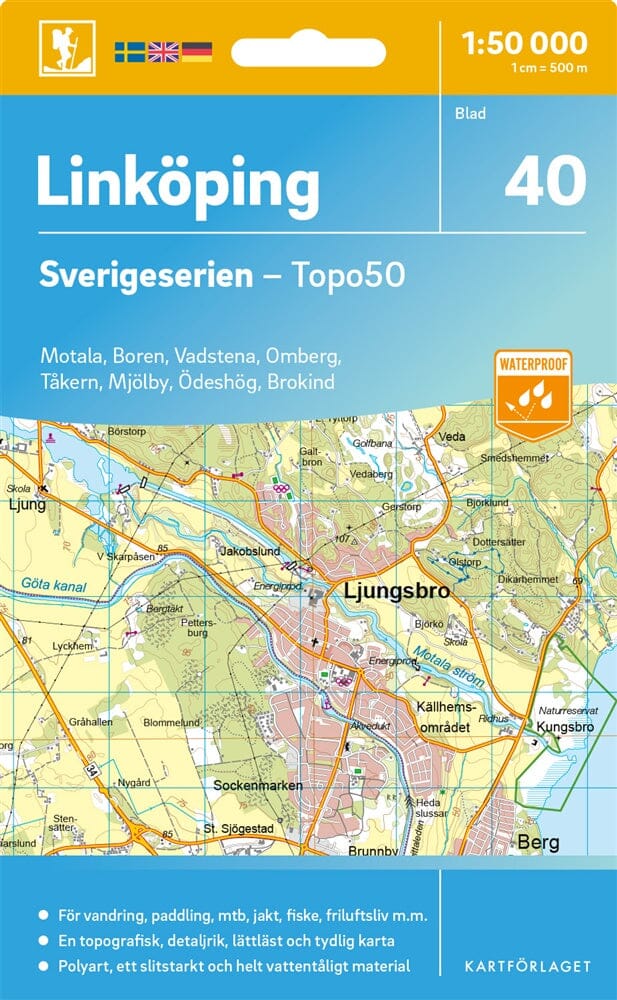 Carte topographique n° 40 - Linköping (Suède) | Norstedts - Sverigeserien carte de randonnée Norstedts