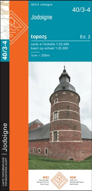 Carte topographique n° 40/3-4 - Jodoigne (Belgique) | NGI topo 25 carte de randonnée IGN Belgique