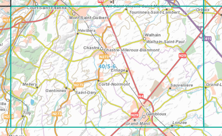 Carte topographique n° 40/5-6 - Gembloux (Belgique) | NGI topo 25 carte de randonnée IGN Belgique 