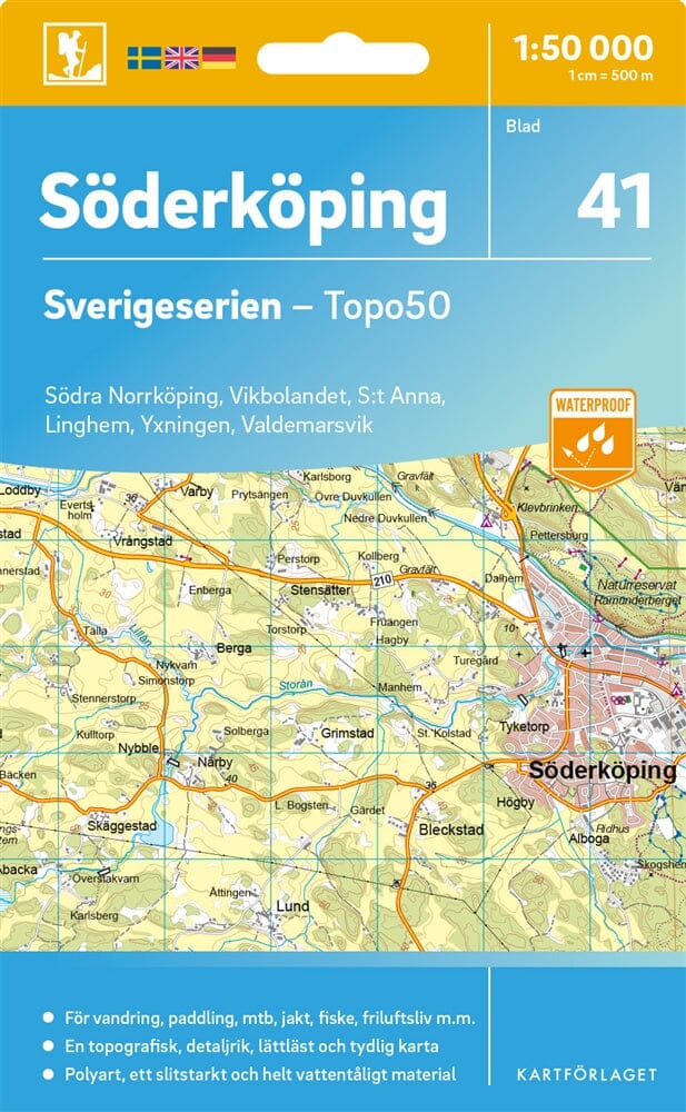 Carte topographique n° 41 - Söderköping (Suède) | Norstedts - Sverigeserien carte de randonnée Norstedts