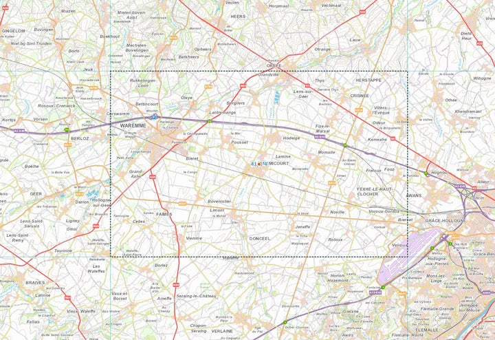 Carte topographique n° 41/3-4 - Waremme (Belgique) | NGI topo 25 carte de randonnée IGN Belgique 