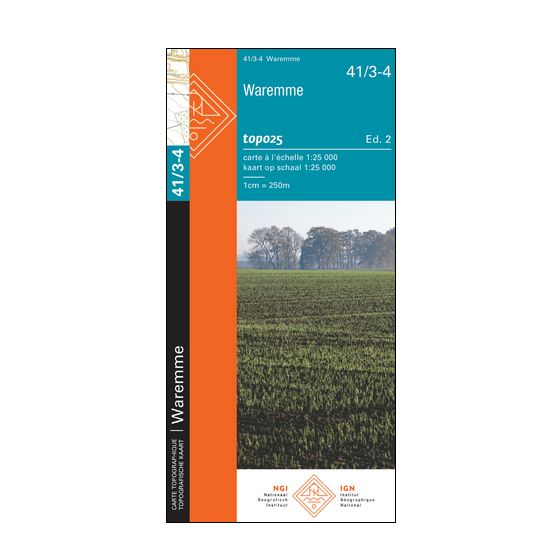 Carte topographique n° 41/3-4 - Waremme (Belgique) | NGI topo 25 carte de randonnée IGN Belgique 