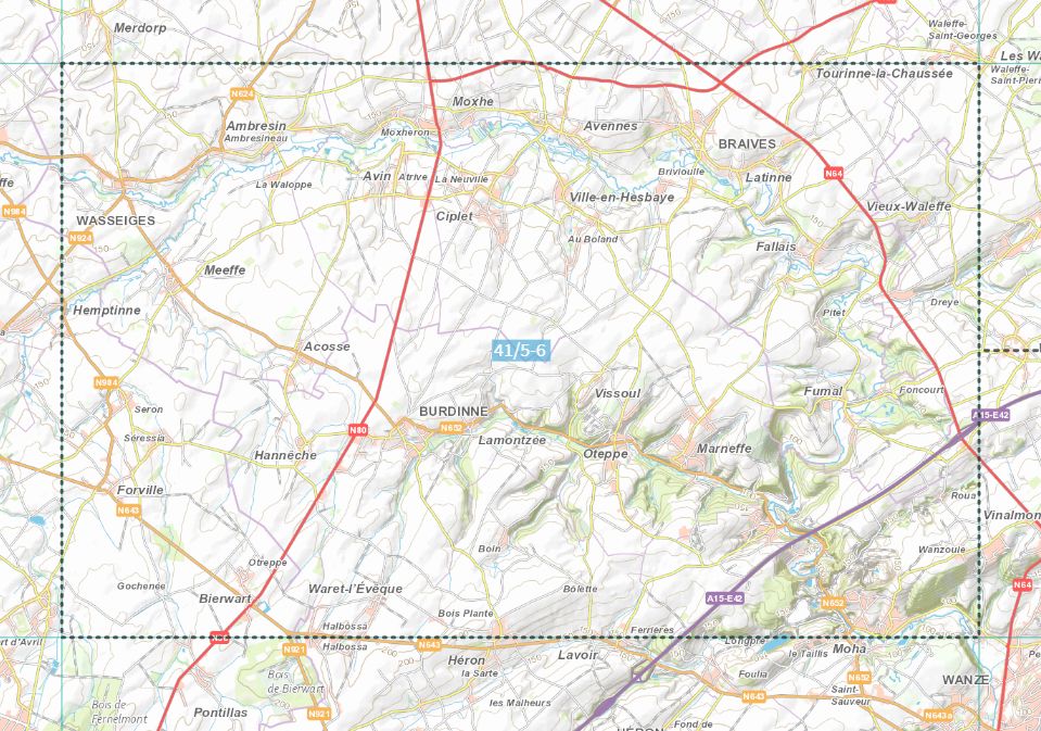 Carte topographique n° 41/5-6 - Braives (Belgique) | NGI topo 25 carte de randonnée IGN Belgique 