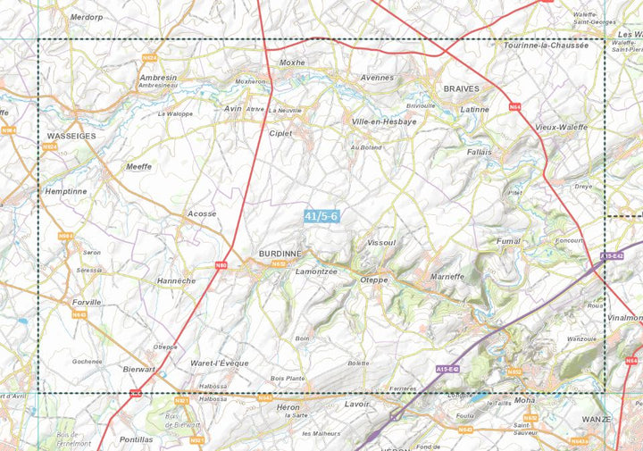 Carte topographique n° 41/5-6 - Braives (Belgique) | NGI topo 25 carte de randonnée IGN Belgique 