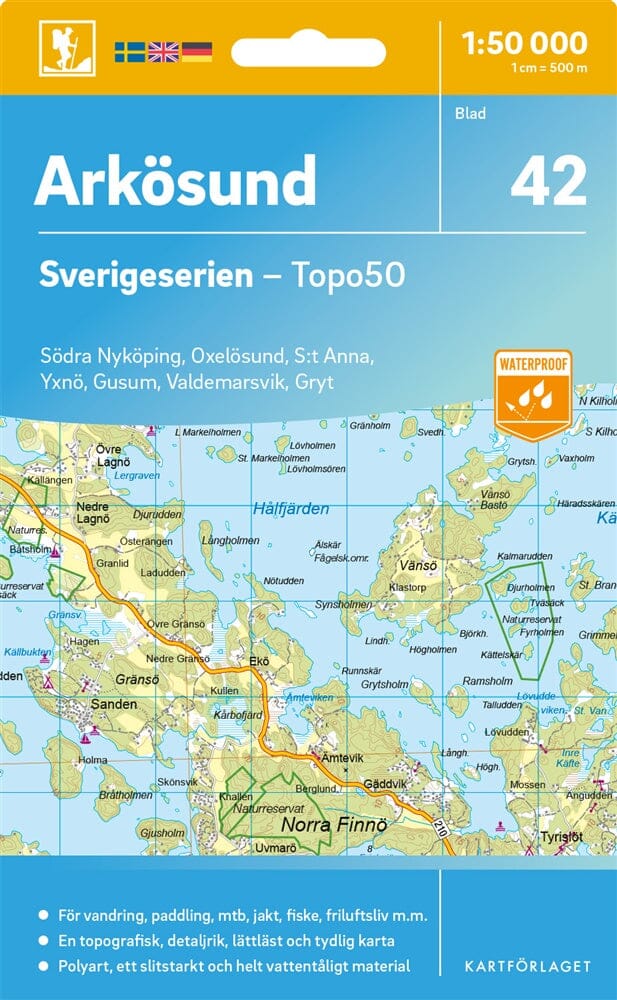 Carte topographique n° 42 - Arkösund (Suède) | Norstedts - Sverigeserien carte de randonnée Norstedts