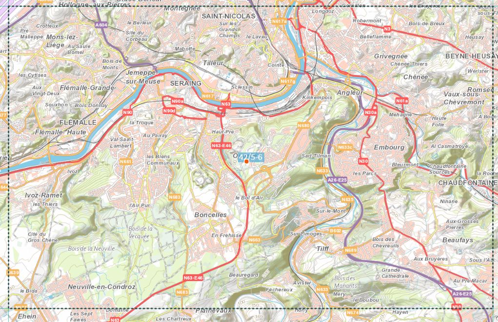 Carte topographique n° 42/5-6 - Seraing (Belgique) | NGI topo 25 carte de randonnée IGN Belgique 