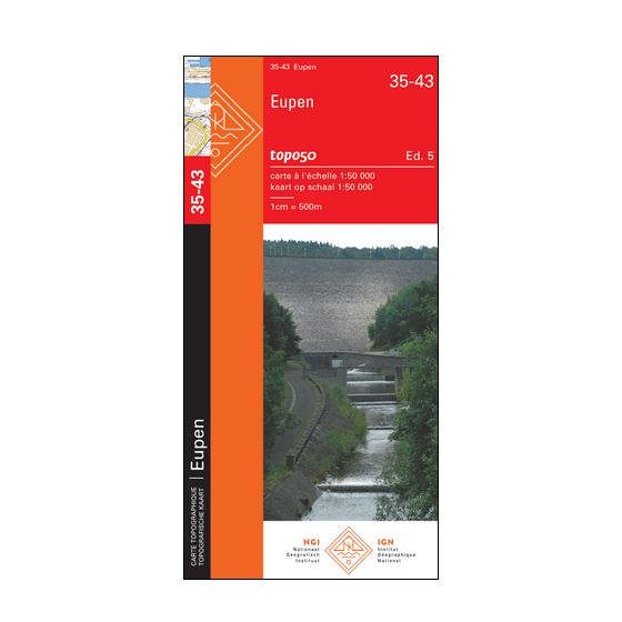 Carte topographique n° 43-35 - Eupen (Belgique) | NGI - 1/50 000 carte de randonnée IGN Belgique 